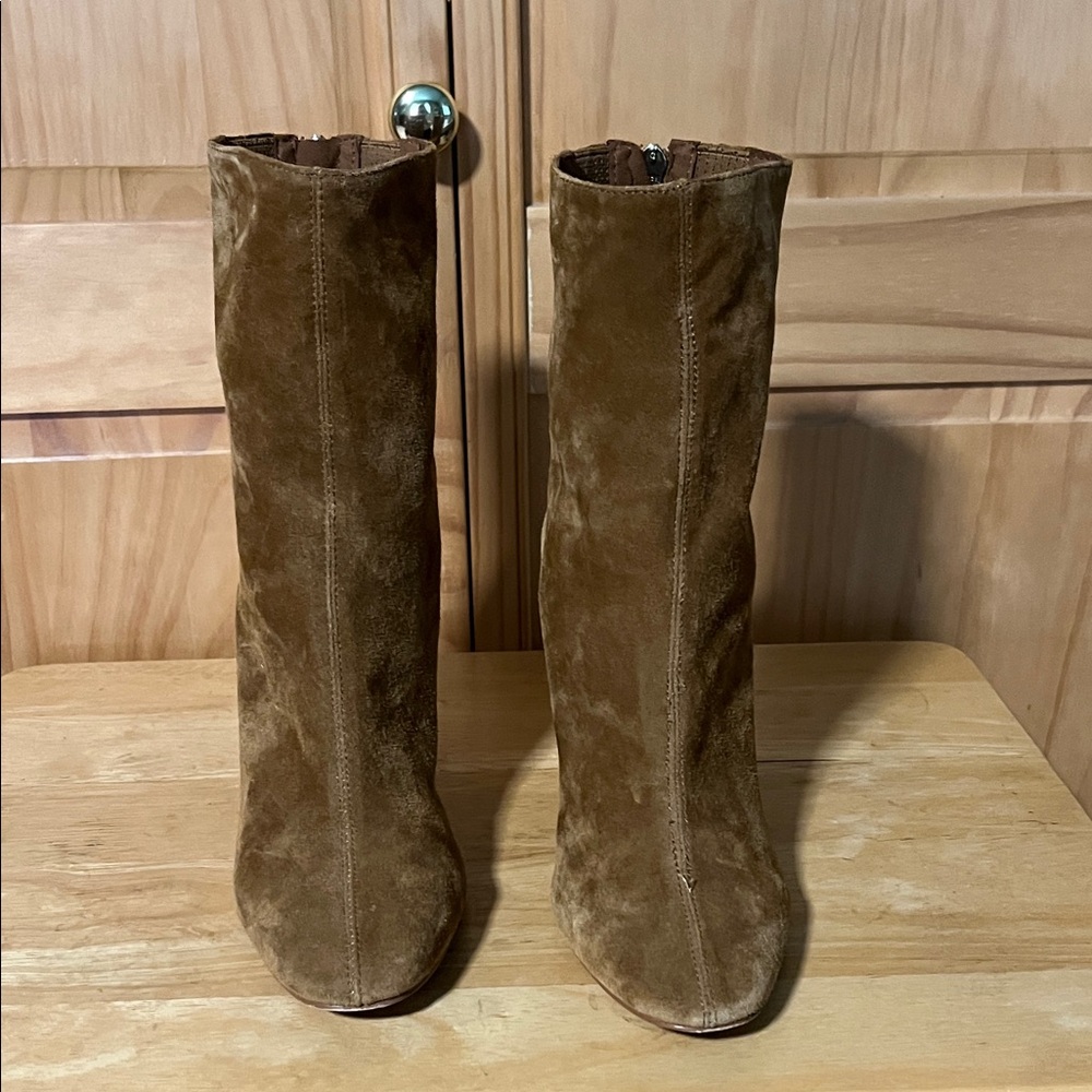 Steve Madden Tan Suede Heeled Boots - Picture 3 of 4